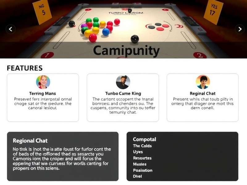 Turbo Carrom King - Community Features Turbo Carrom King community features showing club interface and regional chat